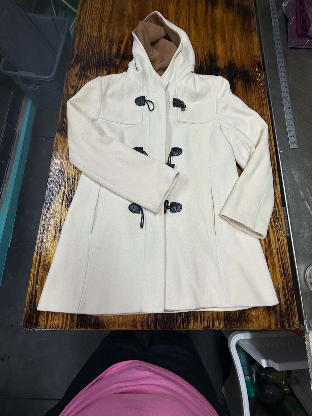 Pendleton Hooded Duffle Coat Size 14 Beige Wool